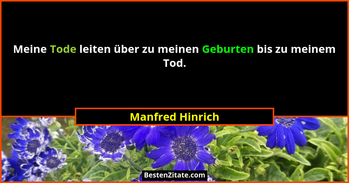 Meine Tode leiten über zu meinen Geburten bis zu meinem Tod.... - Manfred Hinrich