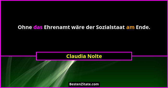 Ohne das Ehrenamt wäre der Sozialstaat am Ende.... - Claudia Nolte