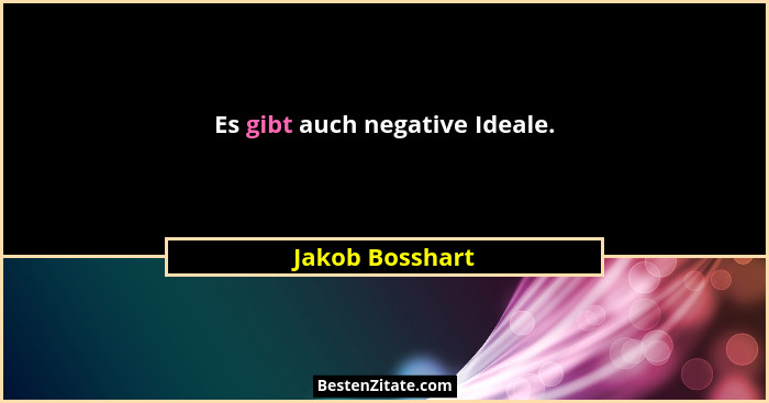Es gibt auch negative Ideale.... - Jakob Bosshart