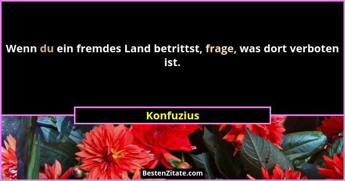 Wenn du ein fremdes Land betrittst, frage, was dort verboten ist.... - Konfuzius