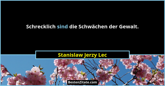 Schrecklich sind die Schwächen der Gewalt.... - Stanislaw Jerzy Lec