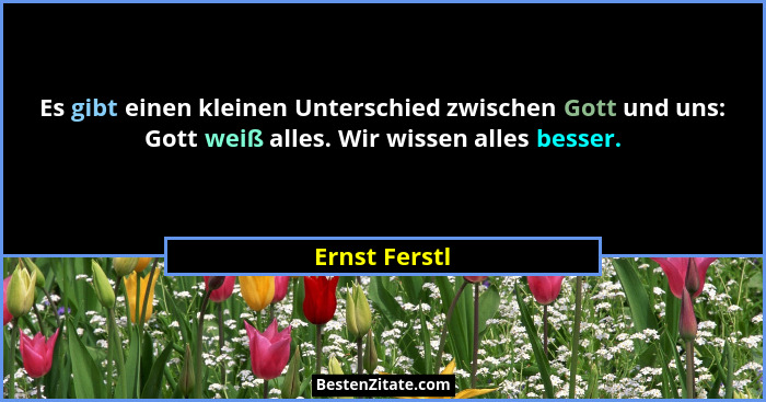 Es gibt einen kleinen Unterschied zwischen Gott und uns: Gott weiß alles. Wir wissen alles besser.... - Ernst Ferstl