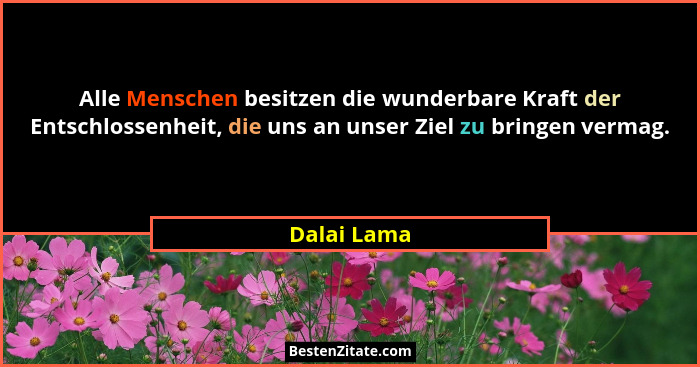 Alle Menschen besitzen die wunderbare Kraft der Entschlossenheit, die uns an unser Ziel zu bringen vermag.... - Dalai Lama