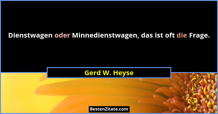 Dienstwagen oder Minnedienstwagen, das ist oft die Frage.... - Gerd W. Heyse