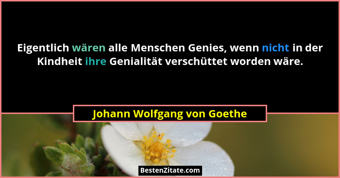 Eigentlich wären alle Menschen Genies, wenn nicht in der Kindheit ihre Genialität verschüttet worden wäre.... - Johann Wolfgang von Goethe