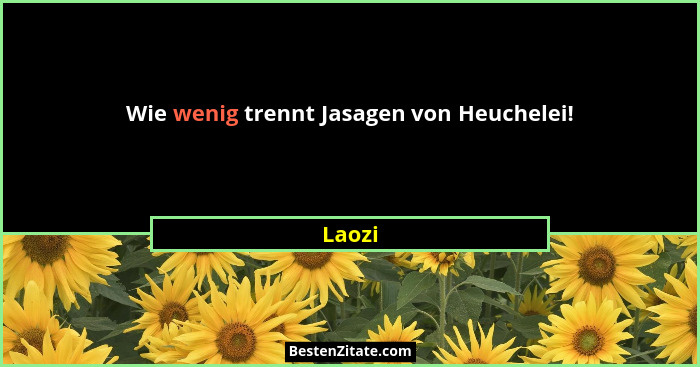 Wie wenig trennt Jasagen von Heuchelei!... - Laozi
