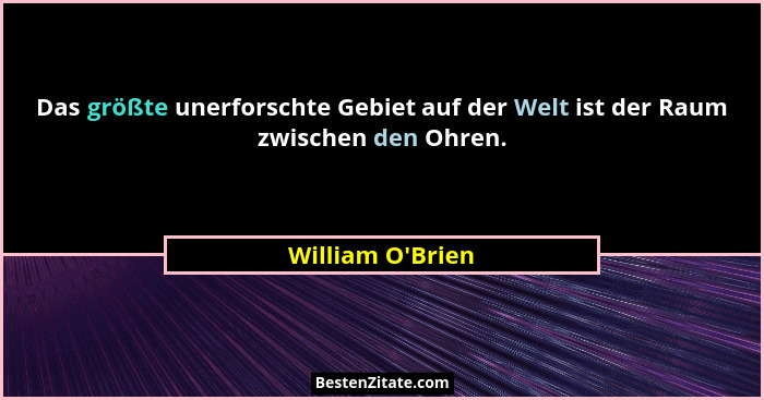Das größte unerforschte Gebiet auf der Welt ist der Raum zwischen den Ohren.... - William O'Brien