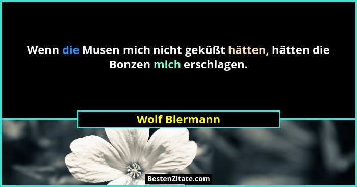 Wenn die Musen mich nicht geküßt hätten, hätten die Bonzen mich erschlagen.... - Wolf Biermann