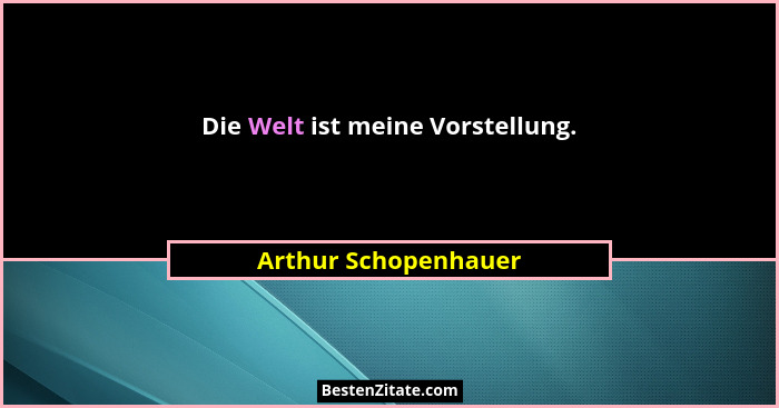 Die Welt ist meine Vorstellung.... - Arthur Schopenhauer
