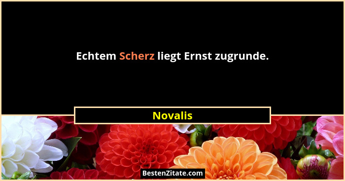 Echtem Scherz liegt Ernst zugrunde.... - Novalis