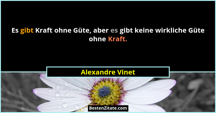 Es gibt Kraft ohne Güte, aber es gibt keine wirkliche Güte ohne Kraft.... - Alexandre Vinet