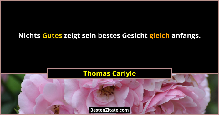 Nichts Gutes zeigt sein bestes Gesicht gleich anfangs.... - Thomas Carlyle