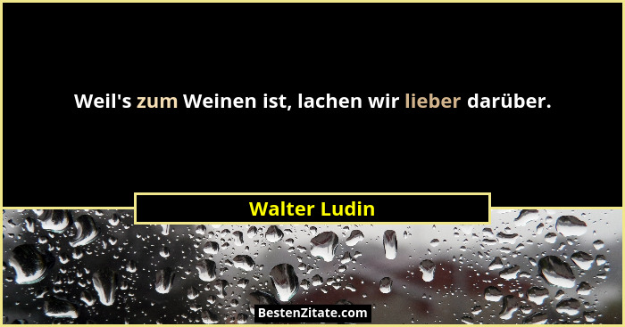 Weil's zum Weinen ist, lachen wir lieber darüber.... - Walter Ludin
