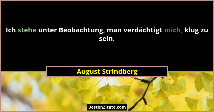 Ich stehe unter Beobachtung, man verdächtigt mich, klug zu sein.... - August Strindberg