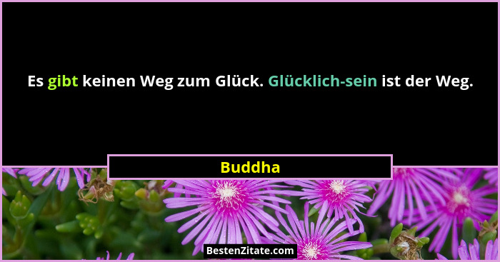 Es gibt keinen Weg zum Glück. Glücklich-sein ist der Weg.... - Buddha