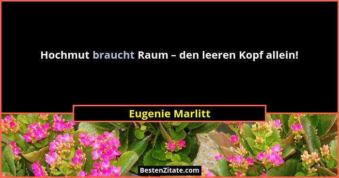 Hochmut braucht Raum – den leeren Kopf allein!... - Eugenie Marlitt