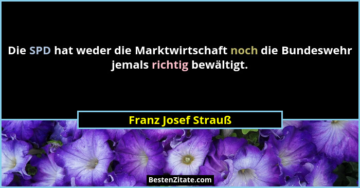 Die SPD hat weder die Marktwirtschaft noch die Bundeswehr jemals richtig bewältigt.... - Franz Josef Strauß
