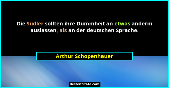 Die Sudler sollten ihre Dummheit an etwas anderm auslassen, als an der deutschen Sprache.... - Arthur Schopenhauer