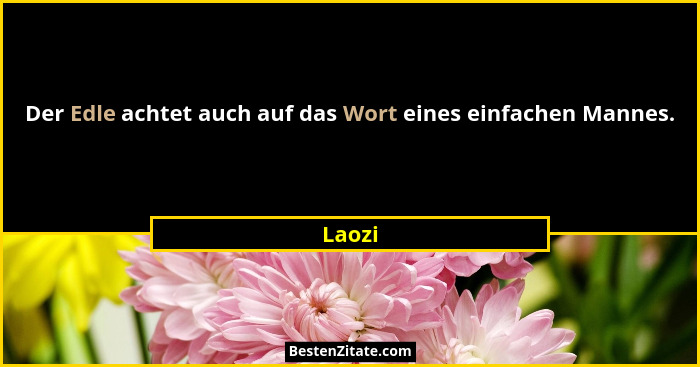 Der Edle achtet auch auf das Wort eines einfachen Mannes.... - Laozi