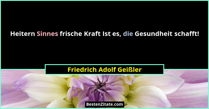 Heitern Sinnes frische Kraft Ist es, die Gesundheit schafft!... - Friedrich Adolf Geißler