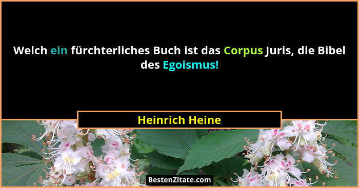 Welch ein fürchterliches Buch ist das Corpus Juris, die Bibel des Egoismus!... - Heinrich Heine