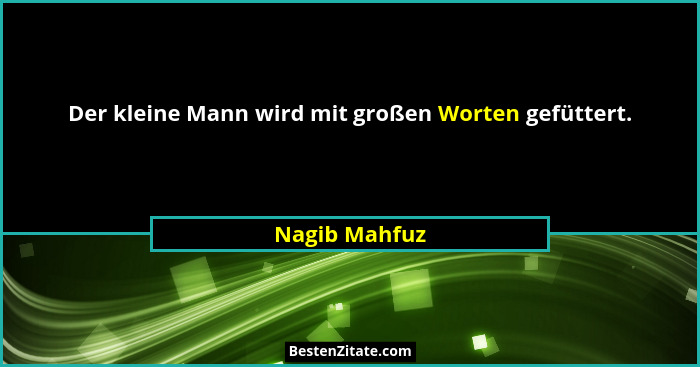 Der kleine Mann wird mit großen Worten gefüttert.... - Nagib Mahfuz