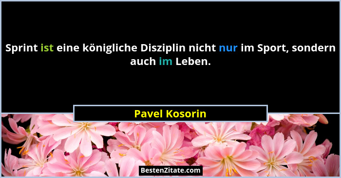 Sprint ist eine königliche Disziplin nicht nur im Sport, sondern auch im Leben.... - Pavel Kosorin