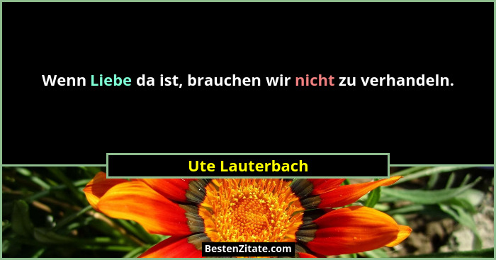 Wenn Liebe da ist, brauchen wir nicht zu verhandeln.... - Ute Lauterbach