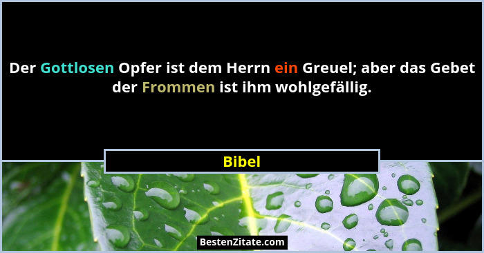 Der Gottlosen Opfer ist dem Herrn ein Greuel; aber das Gebet der Frommen ist ihm wohlgefällig.... - Bibel