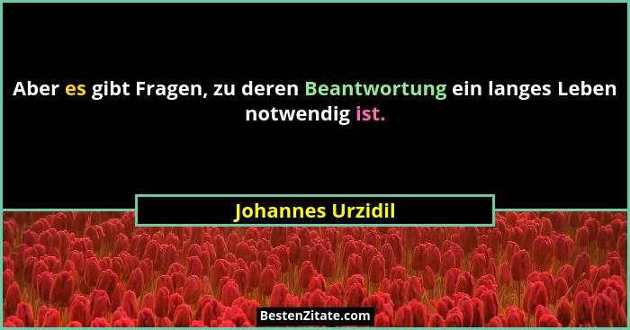 Aber es gibt Fragen, zu deren Beantwortung ein langes Leben notwendig ist.... - Johannes Urzidil