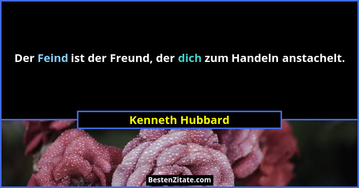 Der Feind ist der Freund, der dich zum Handeln anstachelt.... - Kenneth Hubbard