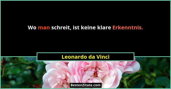 Wo man schreit, ist keine klare Erkenntnis.... - Leonardo da Vinci