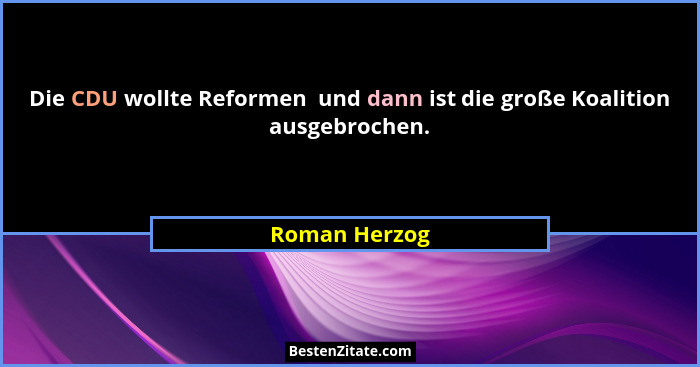 Die CDU wollte Reformen  und dann ist die große Koalition ausgebrochen.... - Roman Herzog