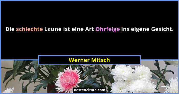 Die schlechte Laune ist eine Art Ohrfeige ins eigene Gesicht.... - Werner Mitsch