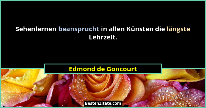 Sehenlernen beansprucht in allen Künsten die längste Lehrzeit.... - Edmond de Goncourt