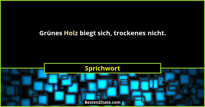 Grünes Holz biegt sich, trockenes nicht.... - Sprichwort
