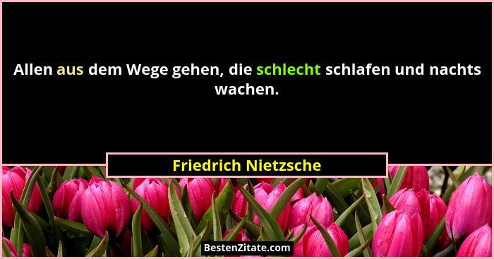 Allen aus dem Wege gehen, die schlecht schlafen und nachts wachen.... - Friedrich Nietzsche