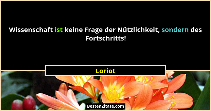 Wissenschaft ist keine Frage der Nützlichkeit, sondern des Fortschritts!... - Loriot