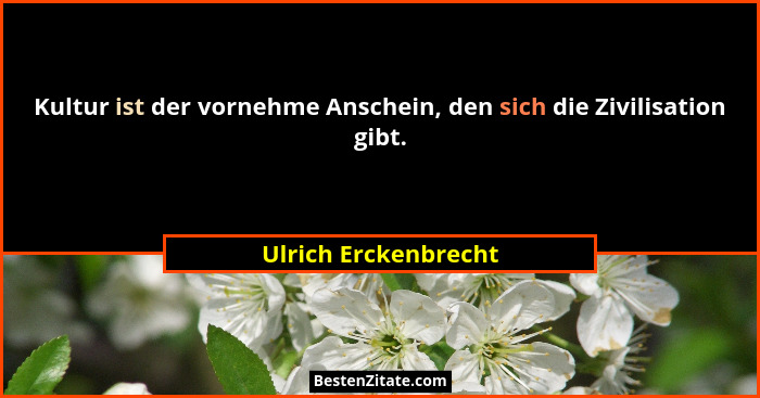 Kultur ist der vornehme Anschein, den sich die Zivilisation gibt.... - Ulrich Erckenbrecht