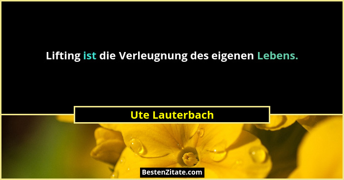Lifting ist die Verleugnung des eigenen Lebens.... - Ute Lauterbach