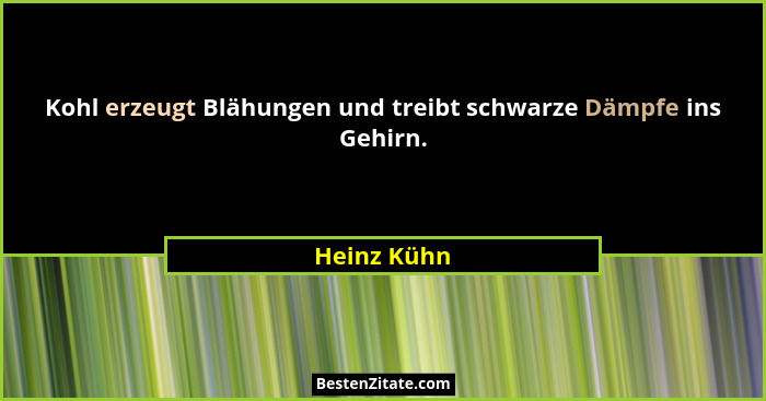 Kohl erzeugt Blähungen und treibt schwarze Dämpfe ins Gehirn.... - Heinz Kühn