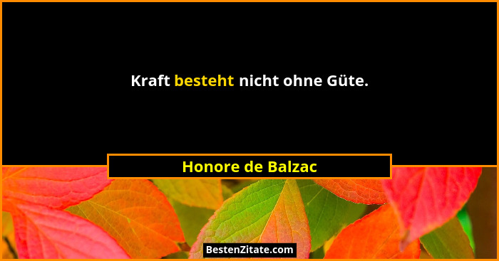 Kraft besteht nicht ohne Güte.... - Honore de Balzac
