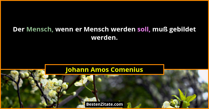 Der Mensch, wenn er Mensch werden soll, muß gebildet werden.... - Johann Amos Comenius