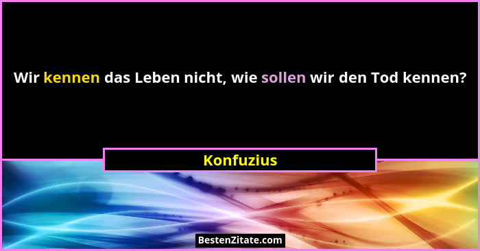 Wir kennen das Leben nicht, wie sollen wir den Tod kennen?... - Konfuzius