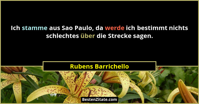 Ich stamme aus Sao Paulo, da werde ich bestimmt nichts schlechtes über die Strecke sagen.... - Rubens Barrichello