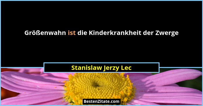 Größenwahn ist die Kinderkrankheit der Zwerge... - Stanislaw Jerzy Lec