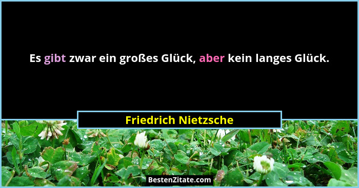 Es gibt zwar ein großes Glück, aber kein langes Glück.... - Friedrich Nietzsche