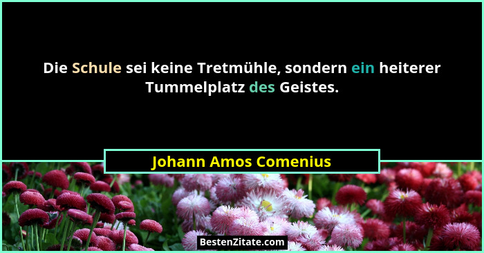 Die Schule sei keine Tretmühle, sondern ein heiterer Tummelplatz des Geistes.... - Johann Amos Comenius