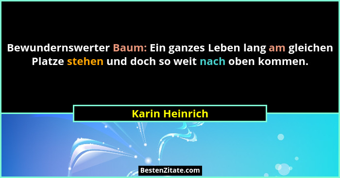 Bewundernswerter Baum: Ein ganzes Leben lang am gleichen Platze stehen und doch so weit nach oben kommen.... - Karin Heinrich
