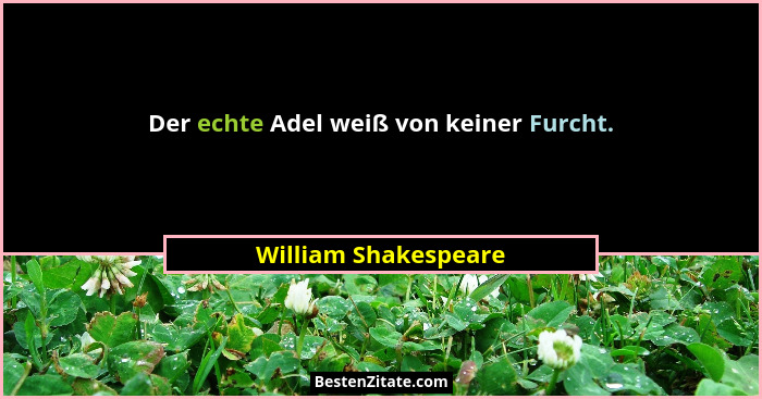 Der echte Adel weiß von keiner Furcht.... - William Shakespeare